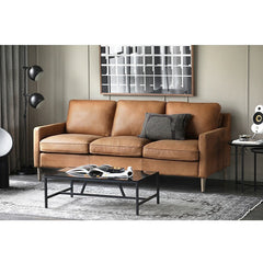 Luxurious Camel Dark Brown Sofa - Solid Birch Wood Frame with Cotton Down Leathaire Upholstery hxcyj-1344