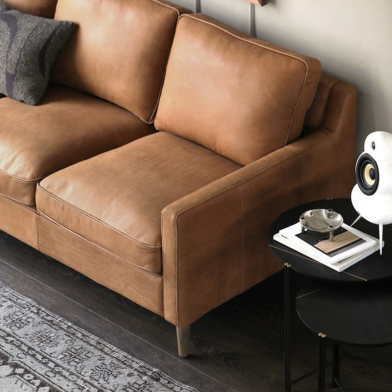 Luxurious Camel Dark Brown Sofa - Solid Birch Wood Frame with Cotton Down Leathaire Upholstery hxcyj-1344