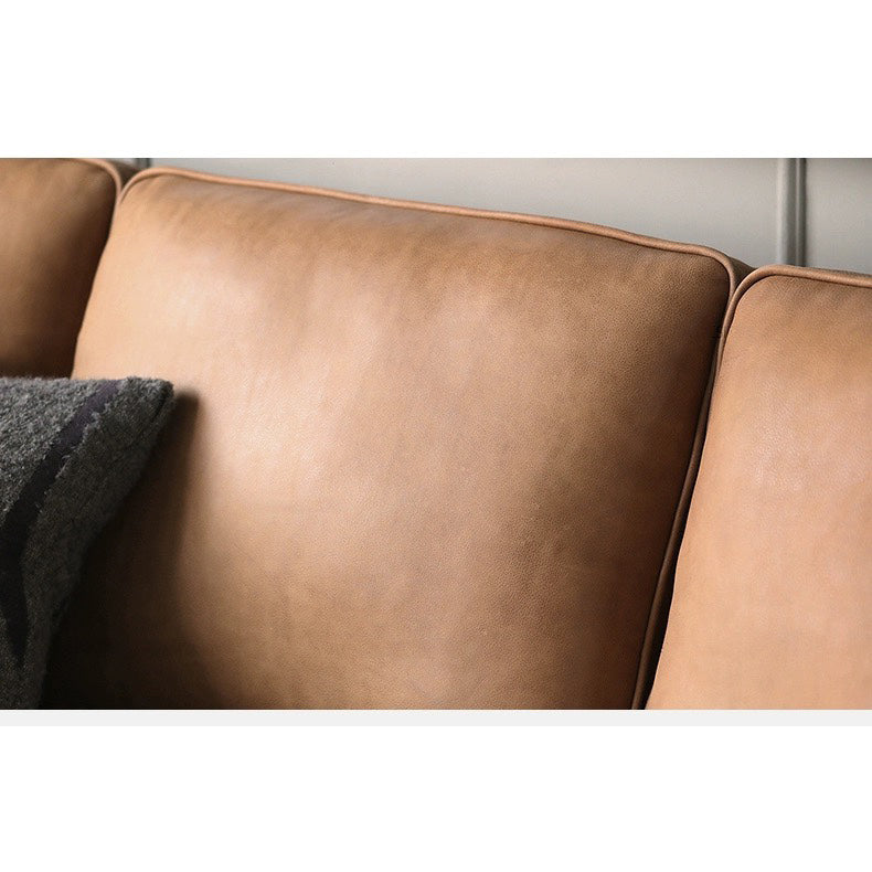 Luxurious Camel Dark Brown Sofa - Solid Birch Wood Frame with Cotton Down Leathaire Upholstery hxcyj-1344