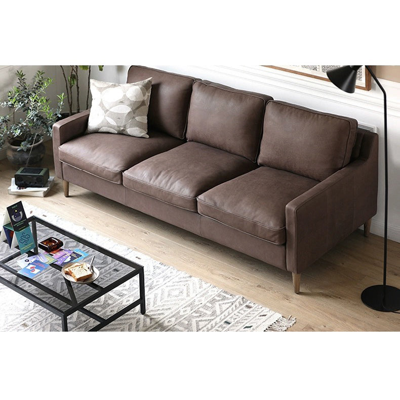 Luxurious Camel Dark Brown Sofa - Solid Birch Wood Frame with Cotton Down Leathaire Upholstery hxcyj-1344