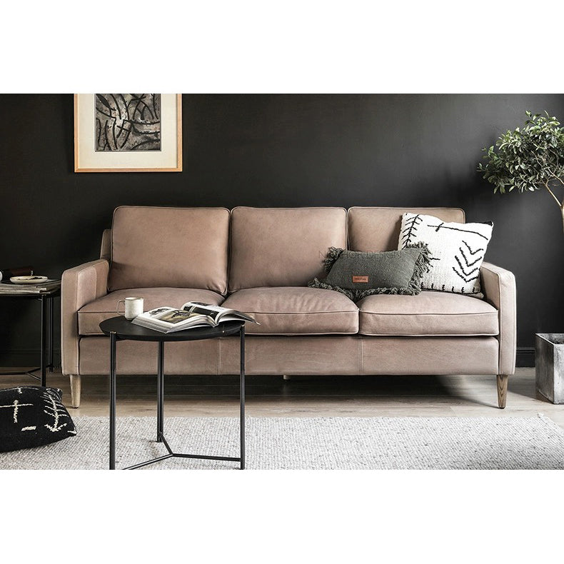 Luxurious Camel Dark Brown Sofa - Solid Birch Wood Frame with Cotton Down Leathaire Upholstery hxcyj-1344