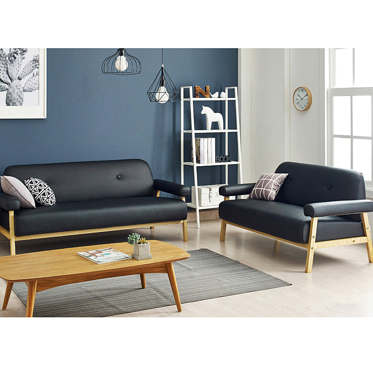 Premium Dark Gray Faux Leather Sofa with Solid Wood Frame - Modern & Comfortable Seating for Living Room hxcyj-1346