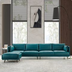 Stylish Faux Leather Sofa with Solid Wood Frame - Orange, Light Blue, Dark Brown Options hxcyj-1348