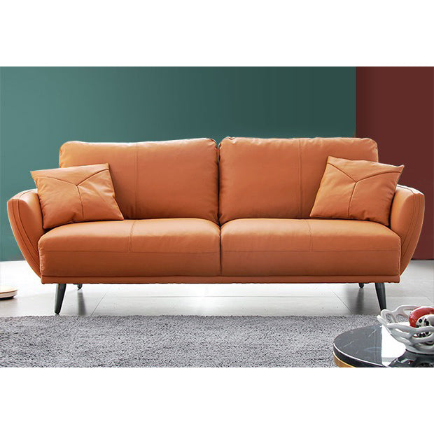 Elegant Camel Faux Leather Sofa with Solid Wood Frame and Plush Cotton Down Filling hxcyj-1349