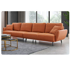 Elegant Camel Faux Leather Sofa with Solid Wood Frame and Plush Cotton Down Filling hxcyj-1349