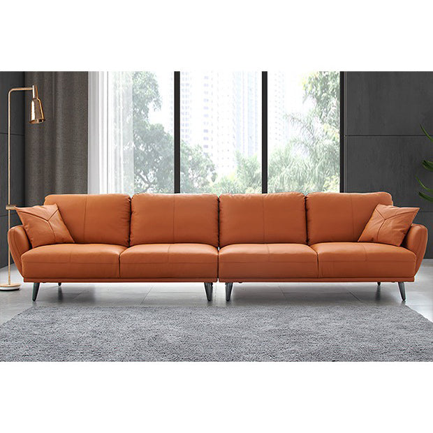 Elegant Camel Faux Leather Sofa with Solid Wood Frame and Plush Cotton Down Filling hxcyj-1349