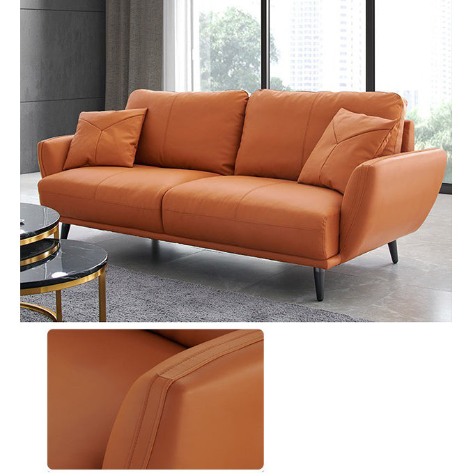 Elegant Camel Faux Leather Sofa with Solid Wood Frame and Plush Cotton Down Filling hxcyj-1349