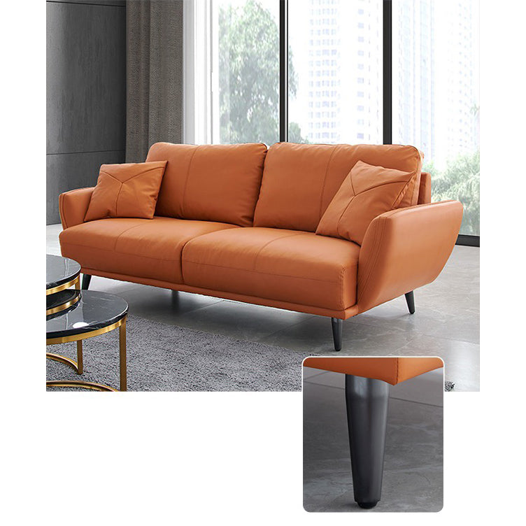 Elegant Camel Faux Leather Sofa with Solid Wood Frame and Plush Cotton Down Filling hxcyj-1349