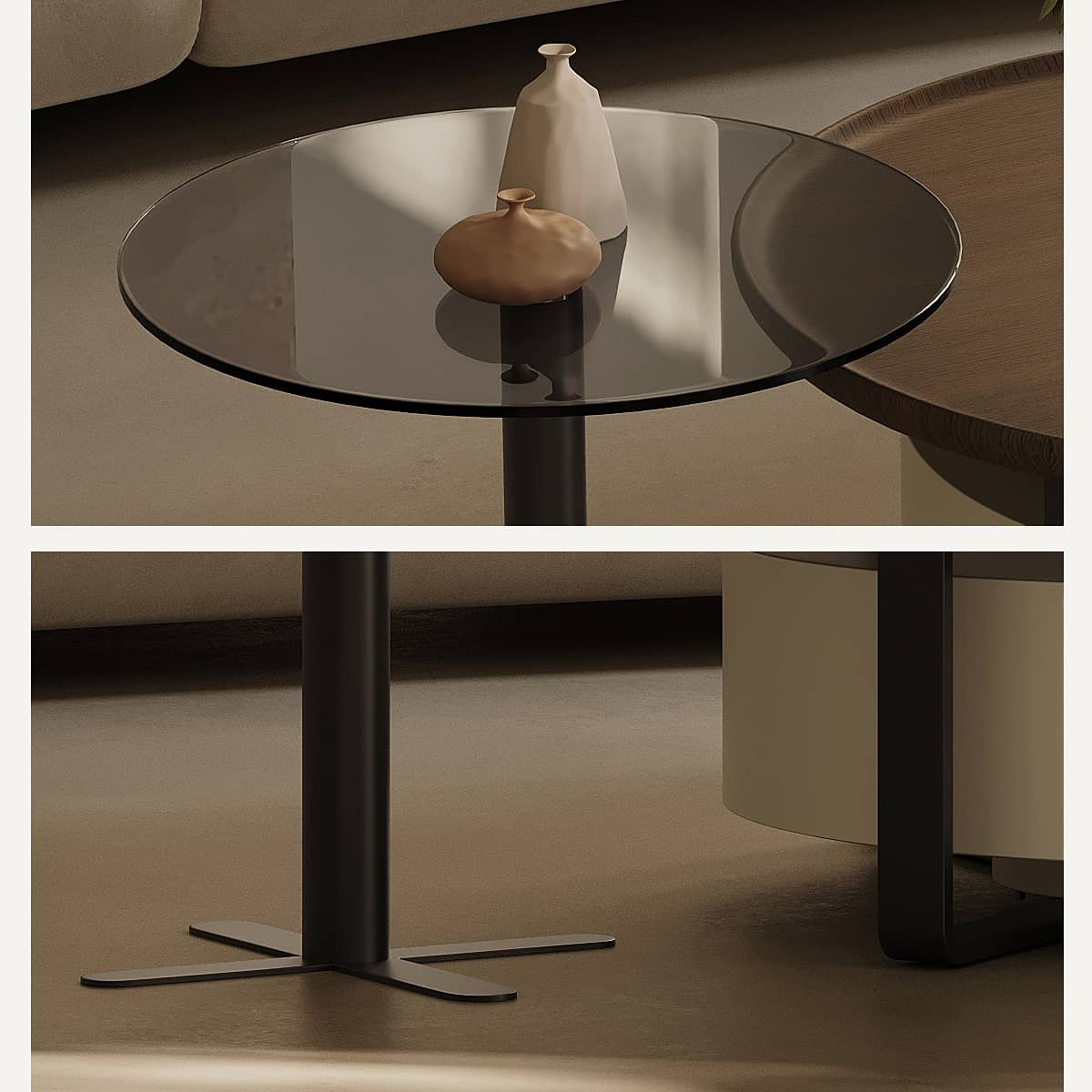 Modern Coffee Table | Sleek Carbon Steel Tempered Glass Design hxj-2704