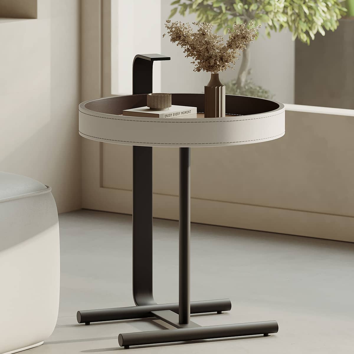 Sleek Carbon Steel Coffee Table with Stylish Faux Leather Surface - Modern Design hxj-2705