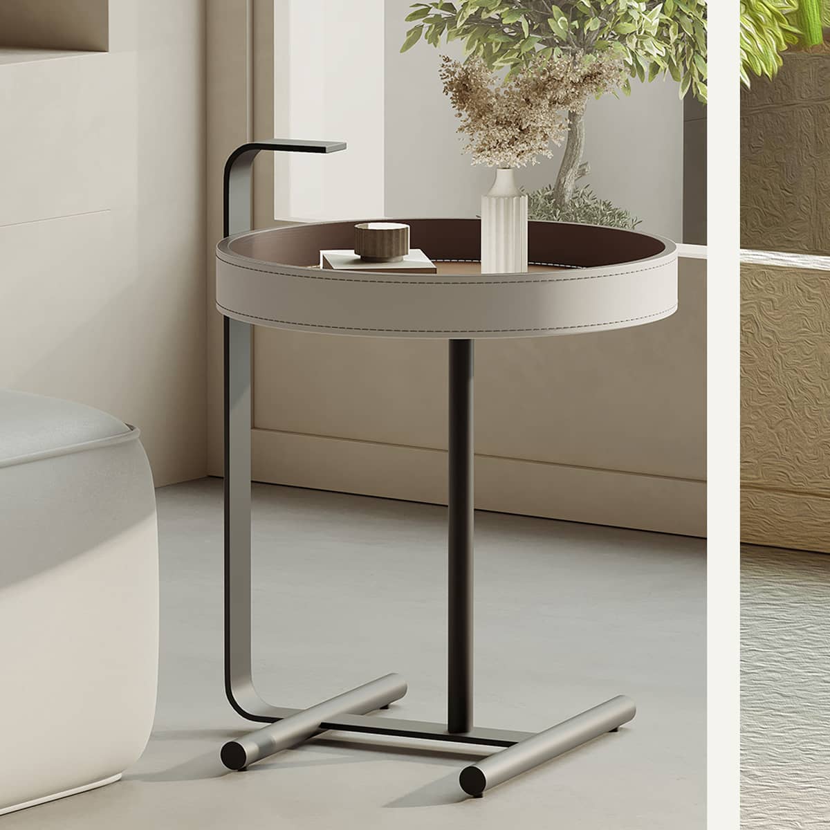 Sleek Carbon Steel Coffee Table with Stylish Faux Leather Surface - Modern Design hxj-2705