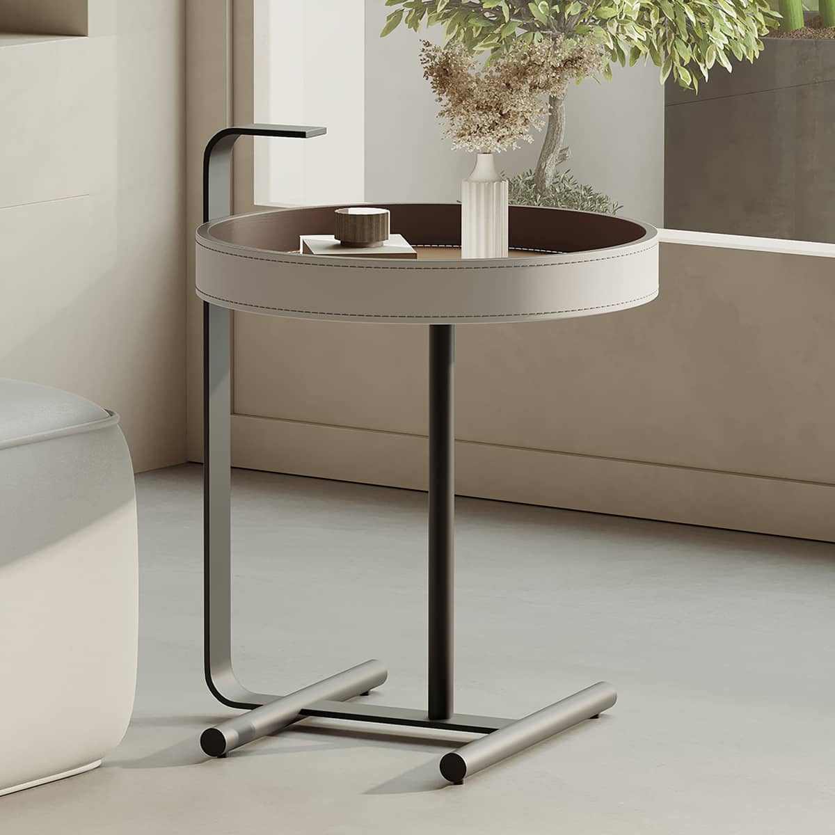 Sleek Carbon Steel Coffee Table with Stylish Faux Leather Surface - Modern Design hxj-2705