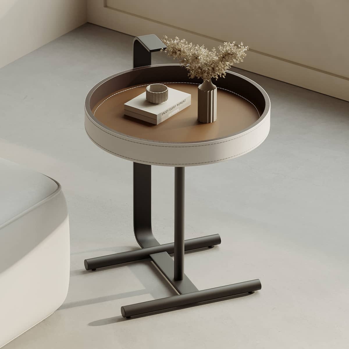 Sleek Carbon Steel Coffee Table with Stylish Faux Leather Surface - Modern Design hxj-2705