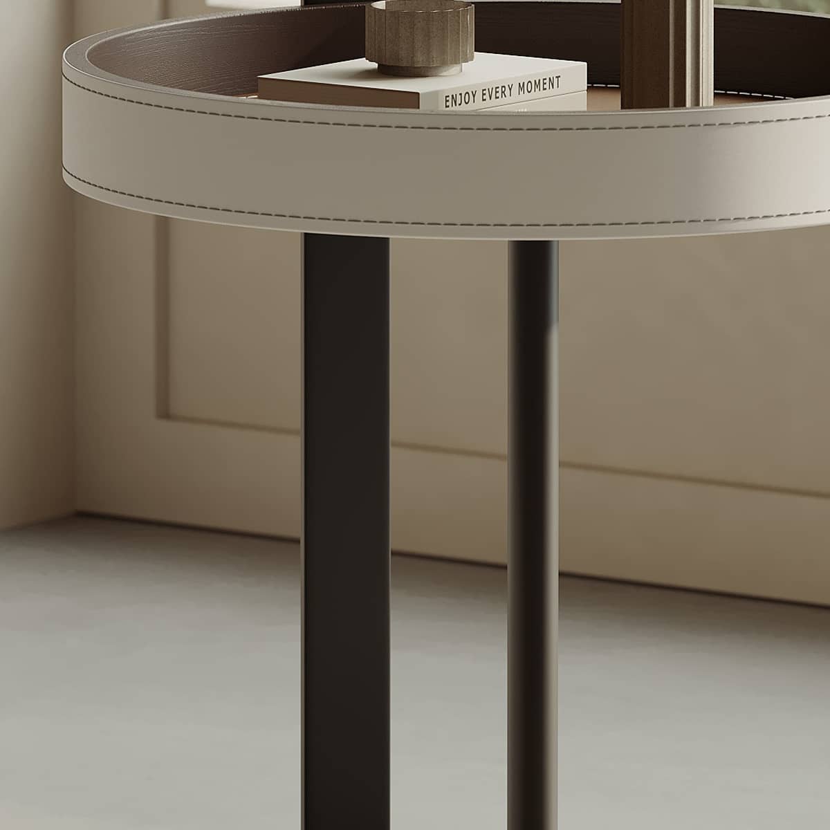 Sleek Carbon Steel Coffee Table with Stylish Faux Leather Surface - Modern Design hxj-2705