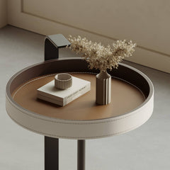 Sleek Carbon Steel Coffee Table with Stylish Faux Leather Surface - Modern Design hxj-2705