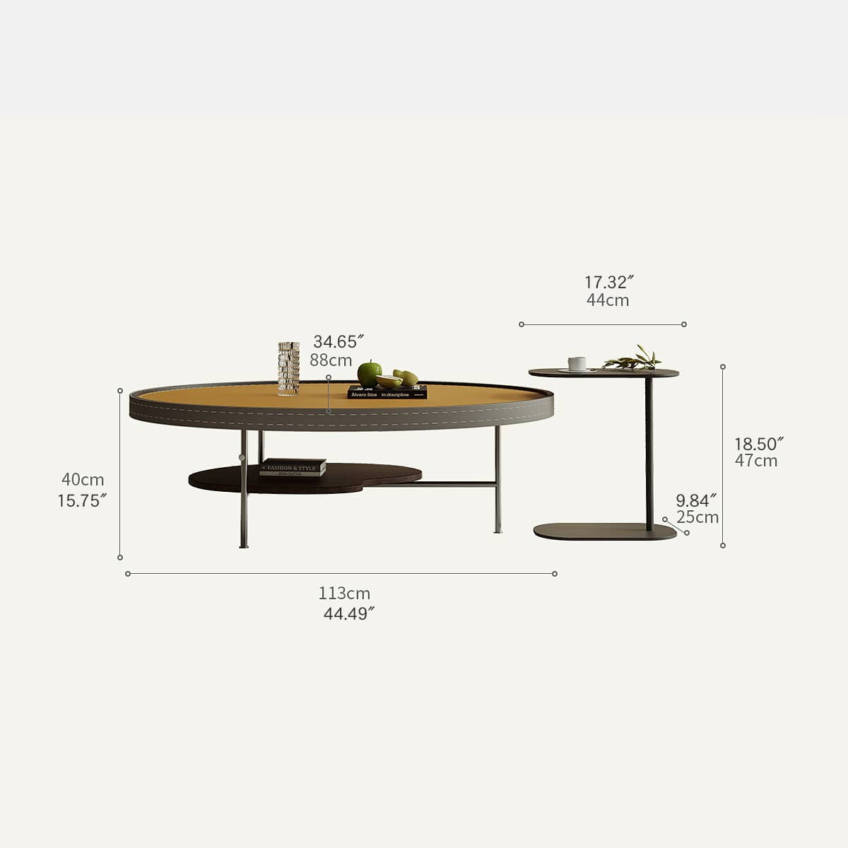 Luxury Faux Leather Coffee Table with Elegant Stainless Steel Frame hxj-2707