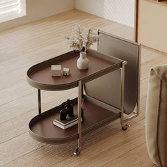 Sleek Faux Leather Stainless Steel Cart - Modern Storage Solution hxj-2708