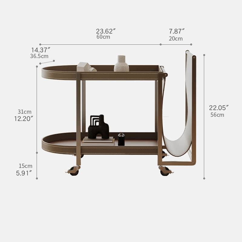 Sleek Faux Leather Stainless Steel Cart - Modern Storage Solution hxj-2708