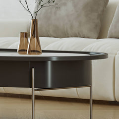 Eco-Friendly Pine Wood Coffee Table with Sintered Stone & Stainless Steel hxj-2709