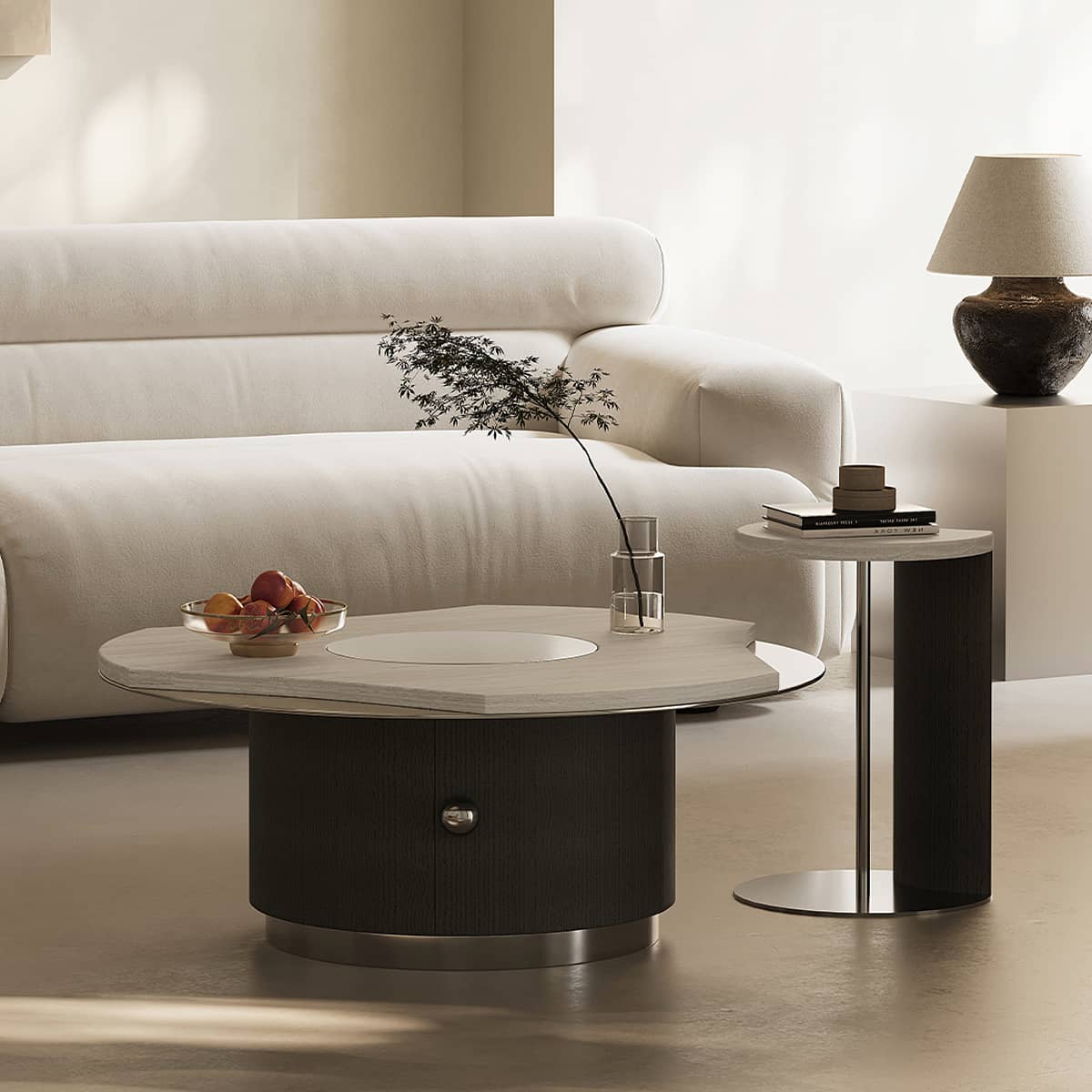 Stainless Steel Marble Coffee Table - Elegant & Durable Design for Modern Living Spaces hxj-2721