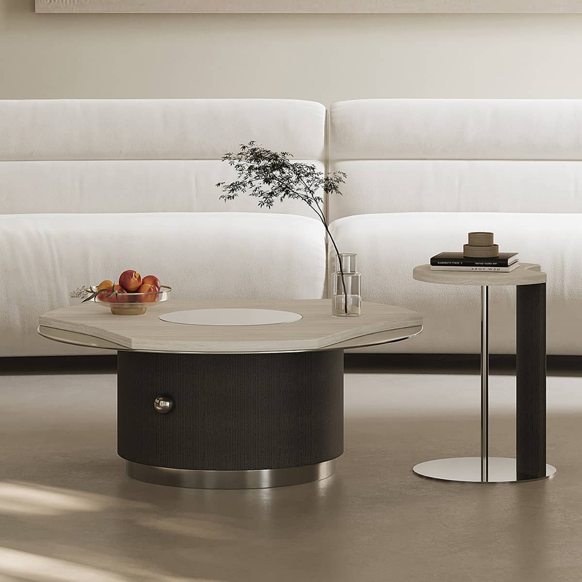 Stainless Steel Marble Coffee Table - Elegant & Durable Design for Modern Living Spaces hxj-2721