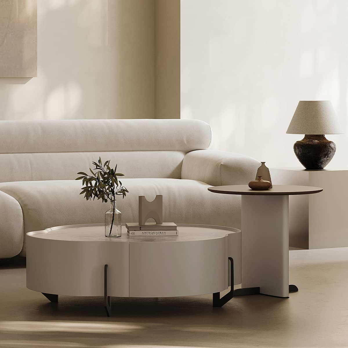 Modern Coffee Table | Carbon Steel Frame & Sintered Stone Top | Stylish Living Room Furniture hxj-2724