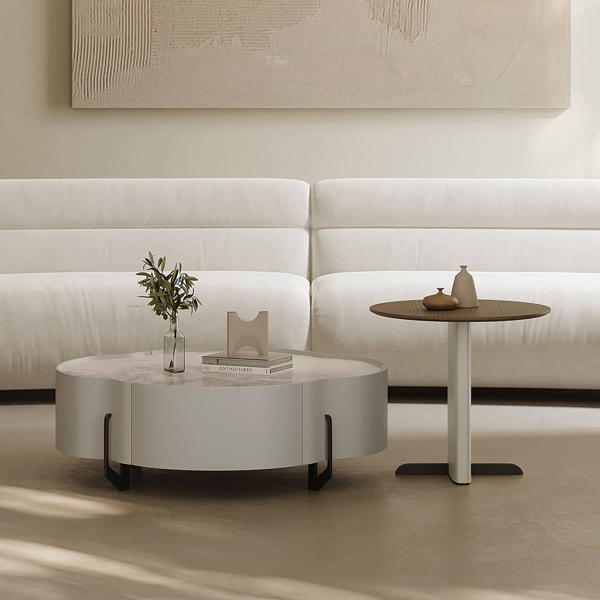 Modern Coffee Table | Carbon Steel Frame & Sintered Stone Top | Stylish Living Room Furniture hxj-2724