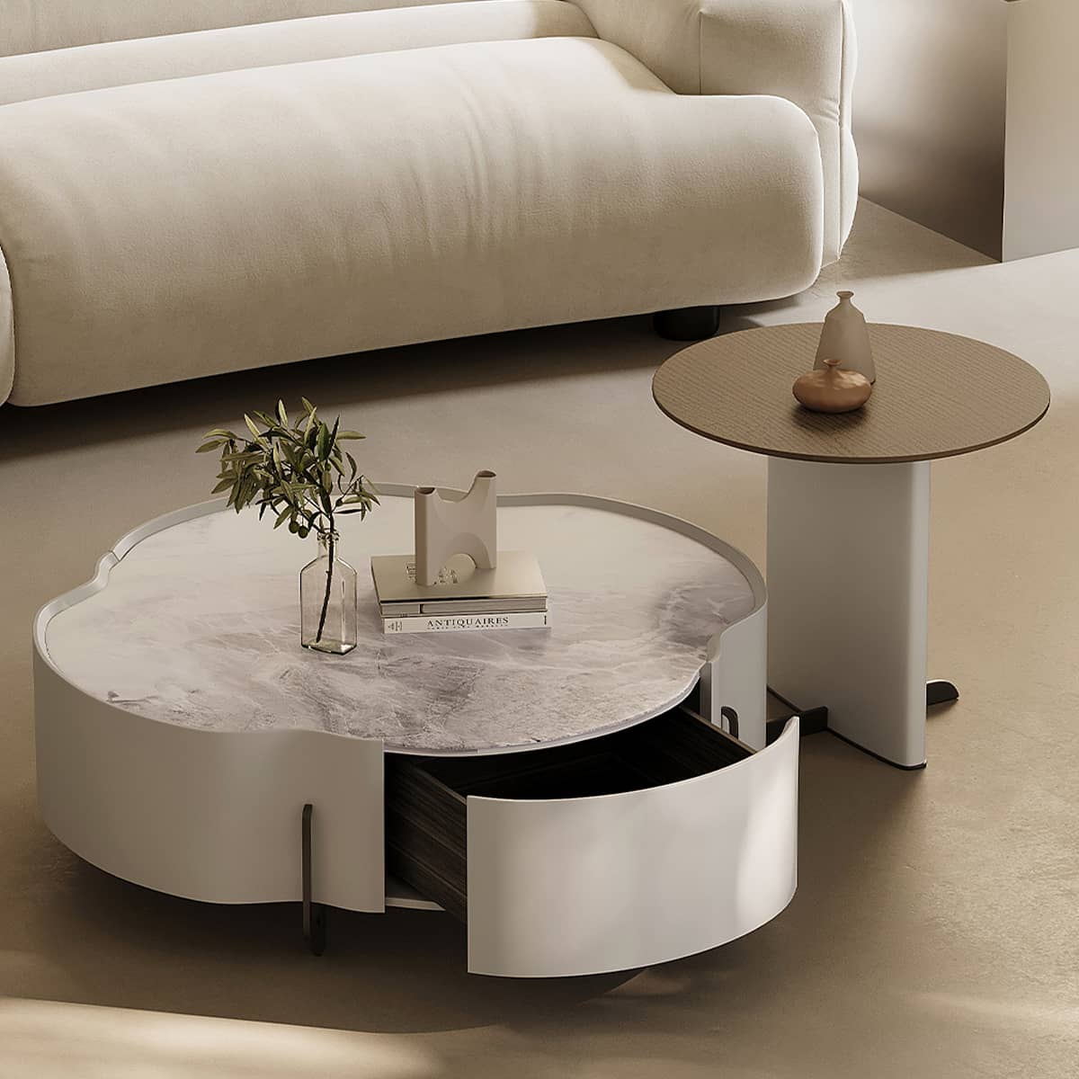 Modern Coffee Table | Carbon Steel Frame & Sintered Stone Top | Stylish Living Room Furniture hxj-2724