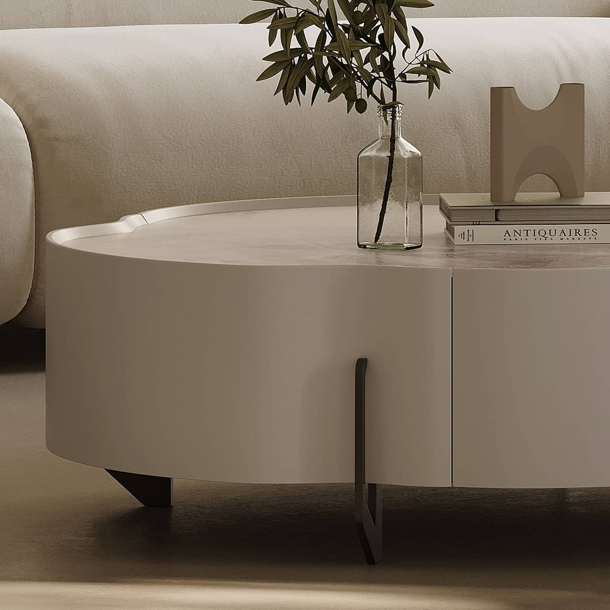 Modern Coffee Table | Carbon Steel Frame & Sintered Stone Top | Stylish Living Room Furniture hxj-2724