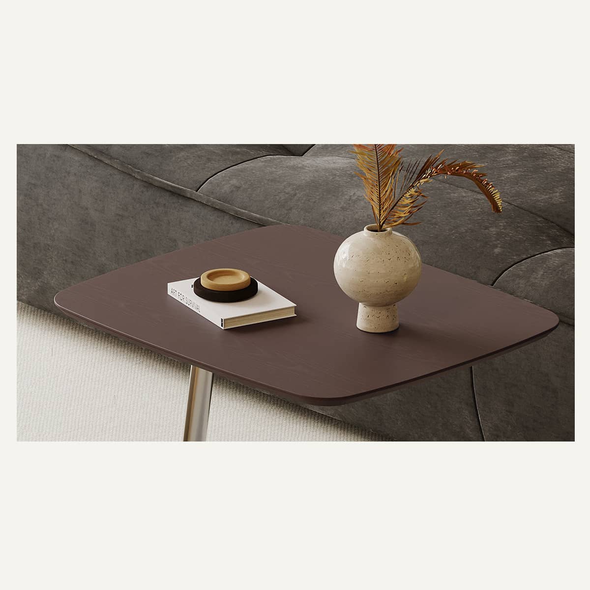 Stylish Faux Leather Stainless Steel Coffee Table - Modern Design for Elegant Living Spaces hxj-2728