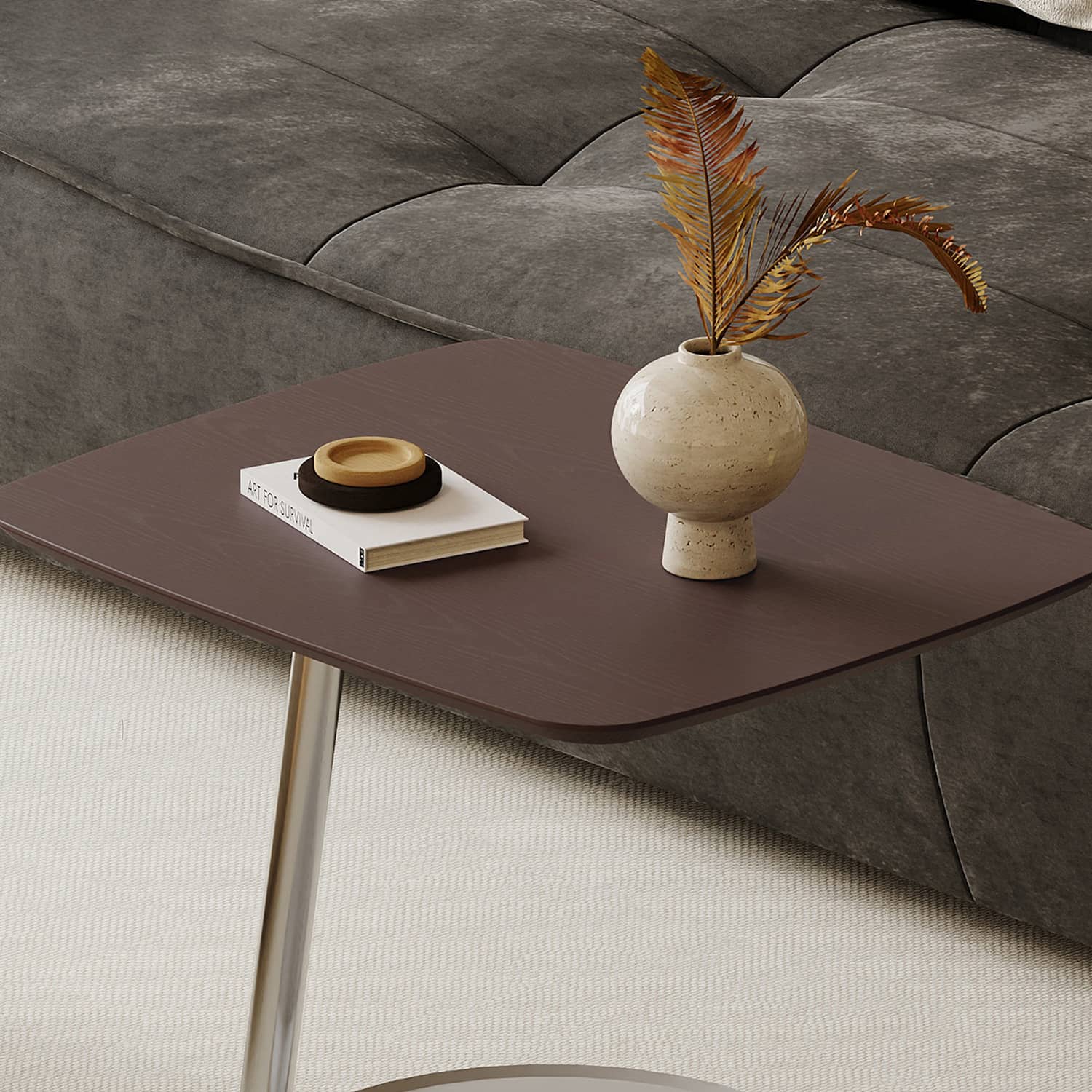 Stylish Faux Leather Stainless Steel Coffee Table - Modern Design for Elegant Living Spaces hxj-2728