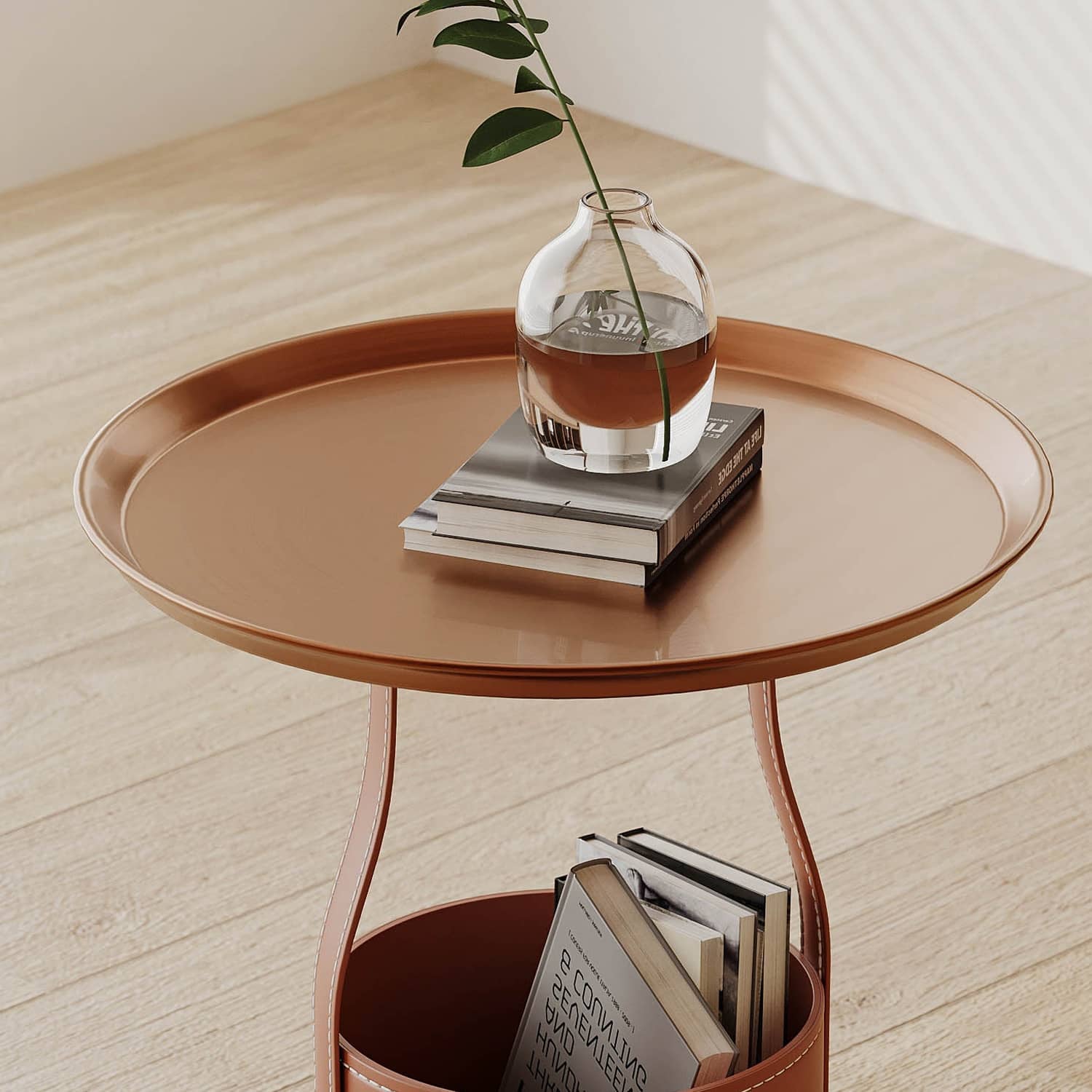 Modern Carbon Steel Coffee Table with Faux Leather Finish hxj-2731