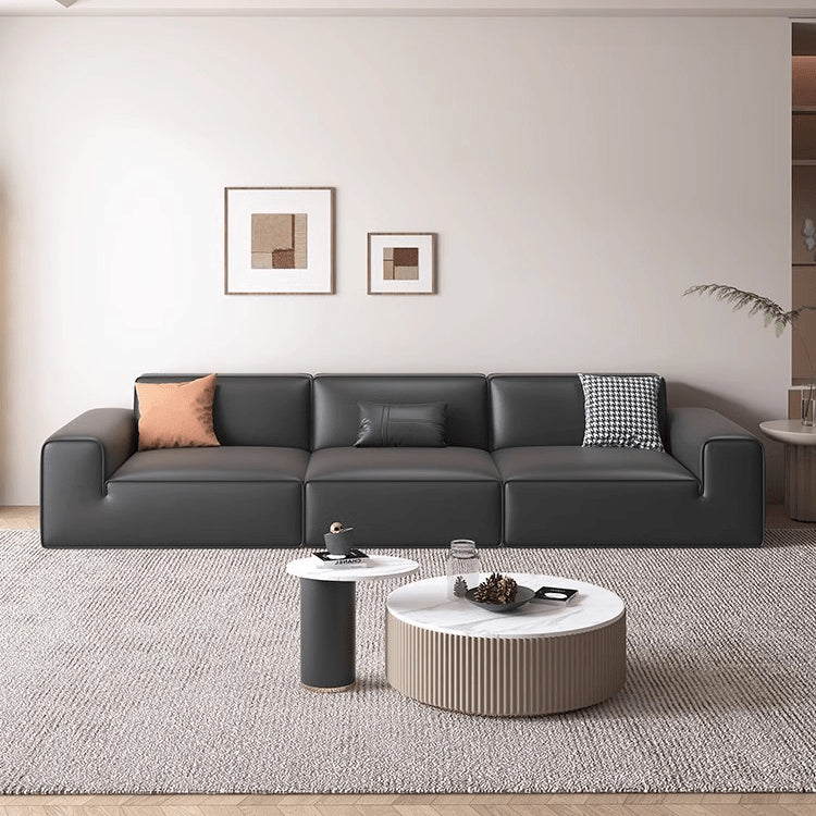 Elegantly Modern Black Gray Orange Sofa with Pine Wood Frame and Cotton Faux Leather Finish hxl-1263