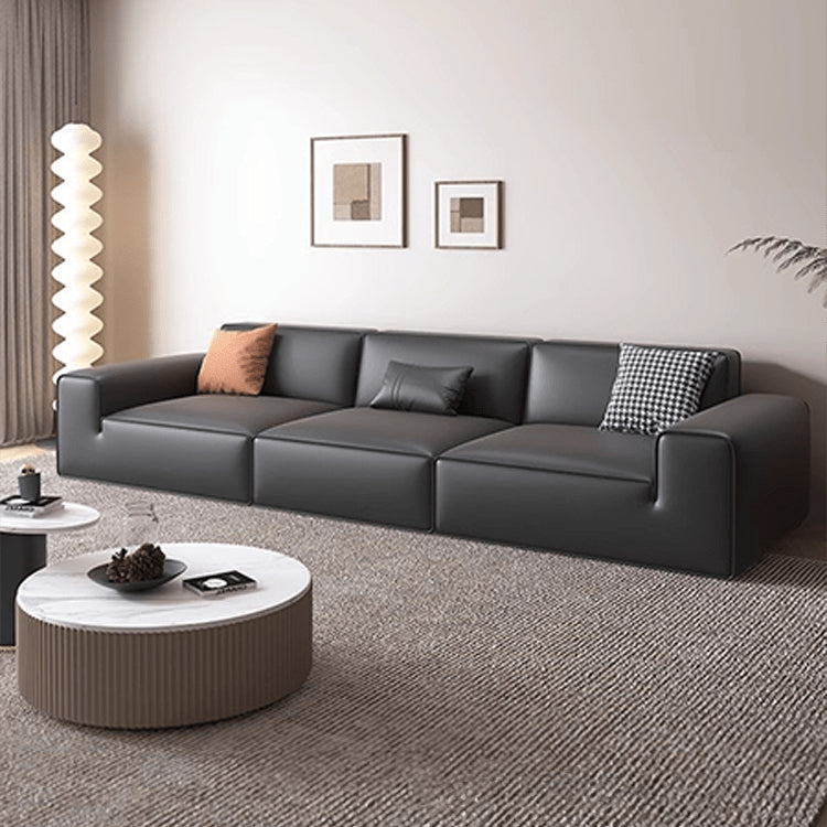 Elegantly Modern Black Gray Orange Sofa with Pine Wood Frame and Cotton Faux Leather Finish hxl-1263