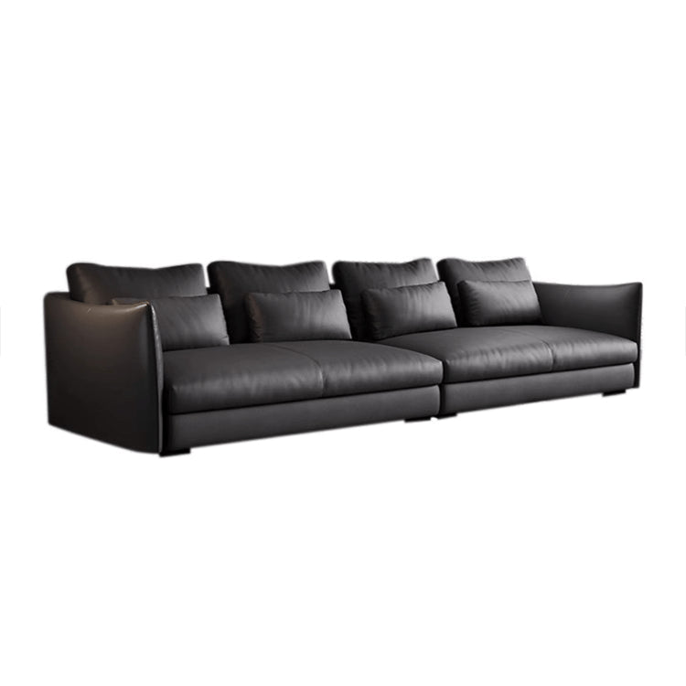 Luxurious Black Faux Leather Sofa with Pine Wood Frame, Latex Down Filling, and Cotton Upholstery hxl-1264