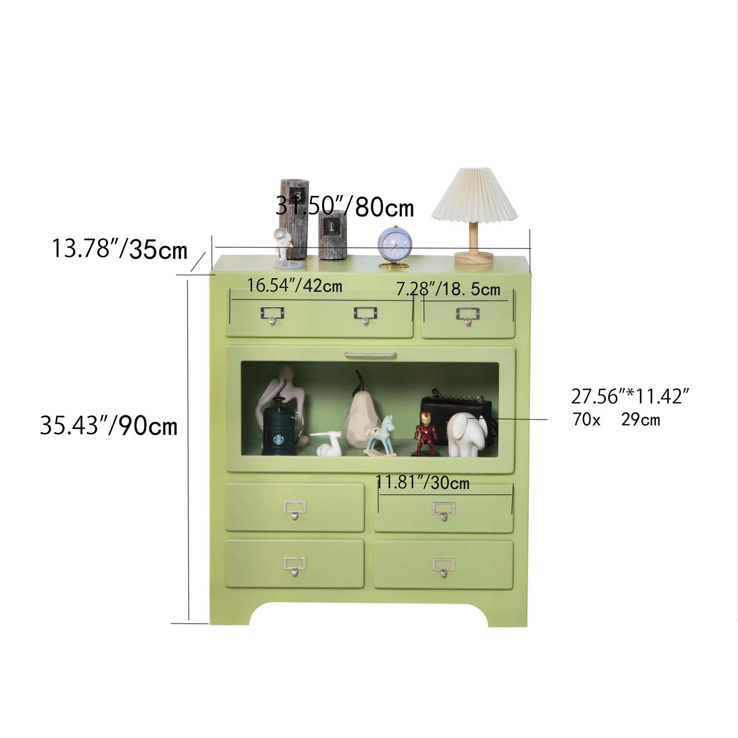 Stylish Candy Colors Solid Wood Cabinet with Tempered Glass Display Shelves hyj-2298