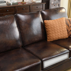 Luxurious Pine Cherry Wood Sofa Set with Premium Leather Upholstery hyjyj-4284