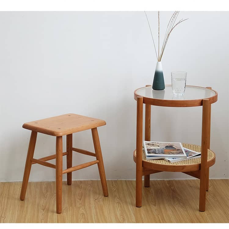 Stunning Natural Wood Stools in Cherry, Black Walnut, and Oak Finishes - Perfect for Every Home Decor hykmq-743