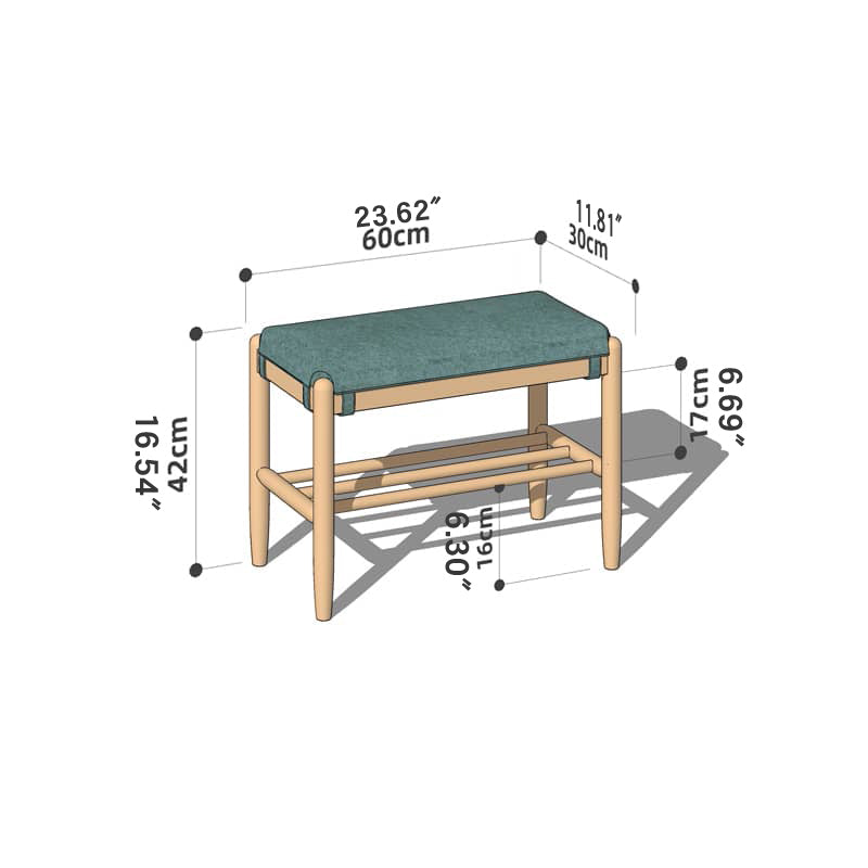 Handcrafted Green Stool in Natural Wood with Cotton Linen Upholstery - Multiple Color Options Available hykmq-744