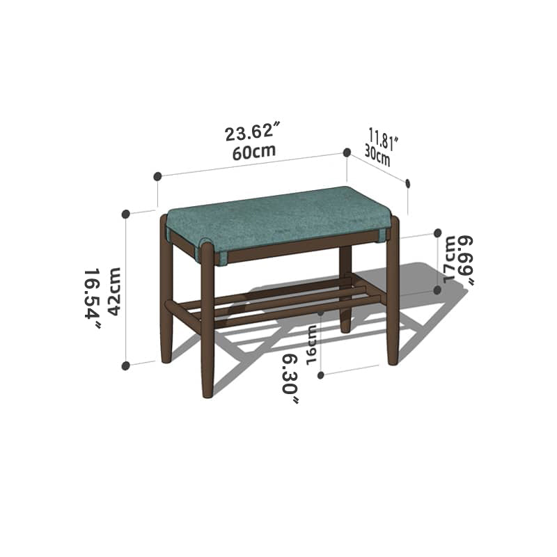 Handcrafted Green Stool in Natural Wood with Cotton Linen Upholstery - Multiple Color Options Available hykmq-744