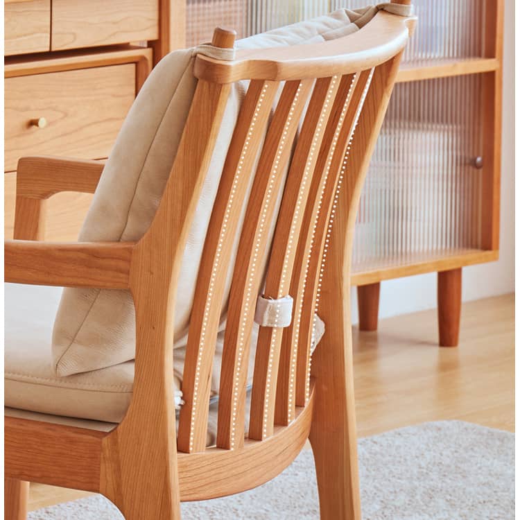 Sleek Mid-Century Modern Chair with Orange, Off-White, and Yellow Leathaire - Natural Oak, Cherry, and Light Brown Wood Finish hykmq-745