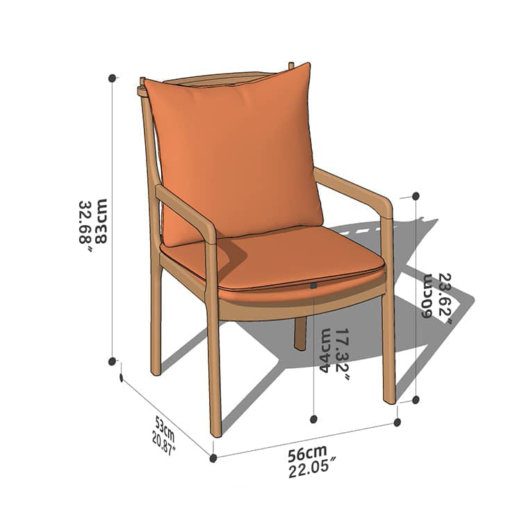 Sleek Mid-Century Modern Chair with Orange, Off-White, and Yellow Leathaire - Natural Oak, Cherry, and Light Brown Wood Finish hykmq-745