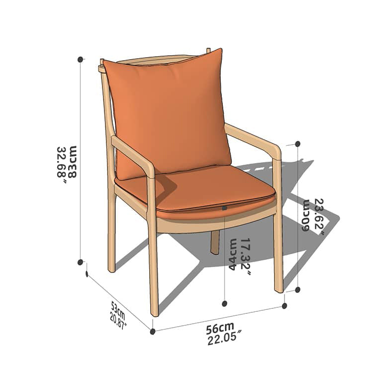 Sleek Mid-Century Modern Chair with Orange, Off-White, and Yellow Leathaire - Natural Oak, Cherry, and Light Brown Wood Finish hykmq-745