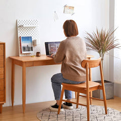 Elegant Cherry Wood and Natural Plywood Desk with Copper Accents hykmq-750