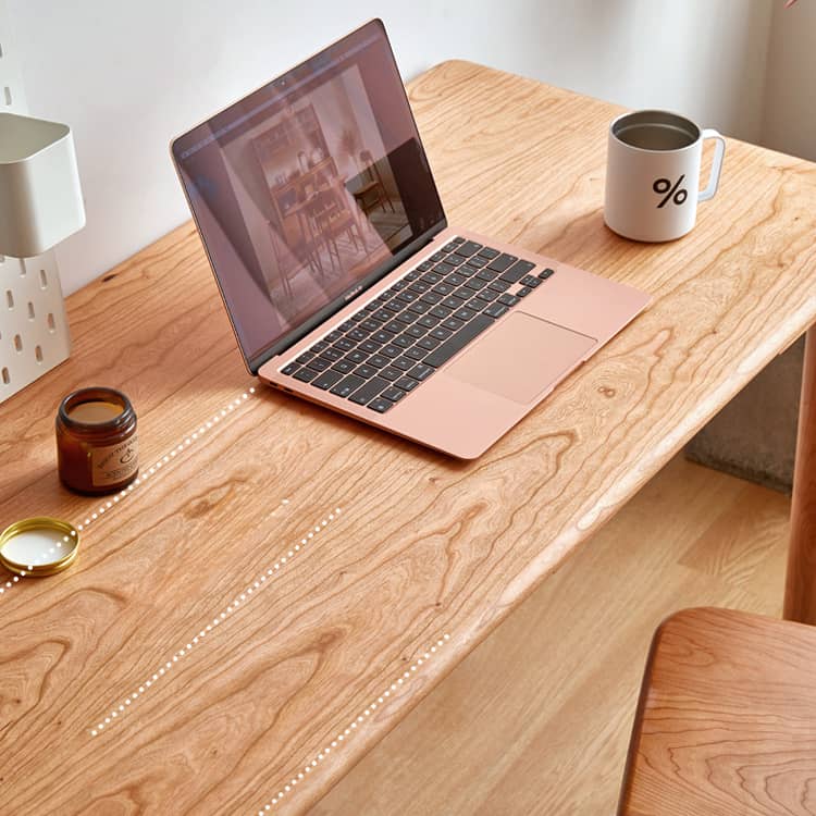 Elegant Cherry Wood and Natural Plywood Desk with Copper Accents hykmq-750