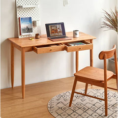 Elegant Cherry Wood and Natural Plywood Desk with Copper Accents hykmq-750