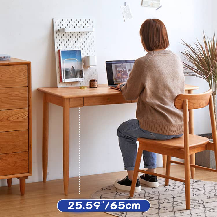 Elegant Cherry Wood and Natural Plywood Desk with Copper Accents hykmq-750