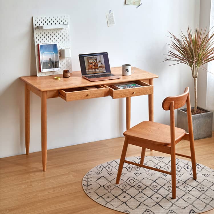 Elegant Cherry Wood and Natural Plywood Desk with Copper Accents hykmq-750