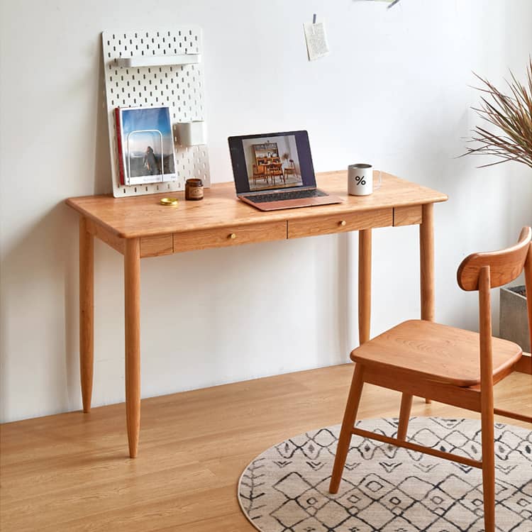 Elegant Cherry Wood and Natural Plywood Desk with Copper Accents hykmq-750