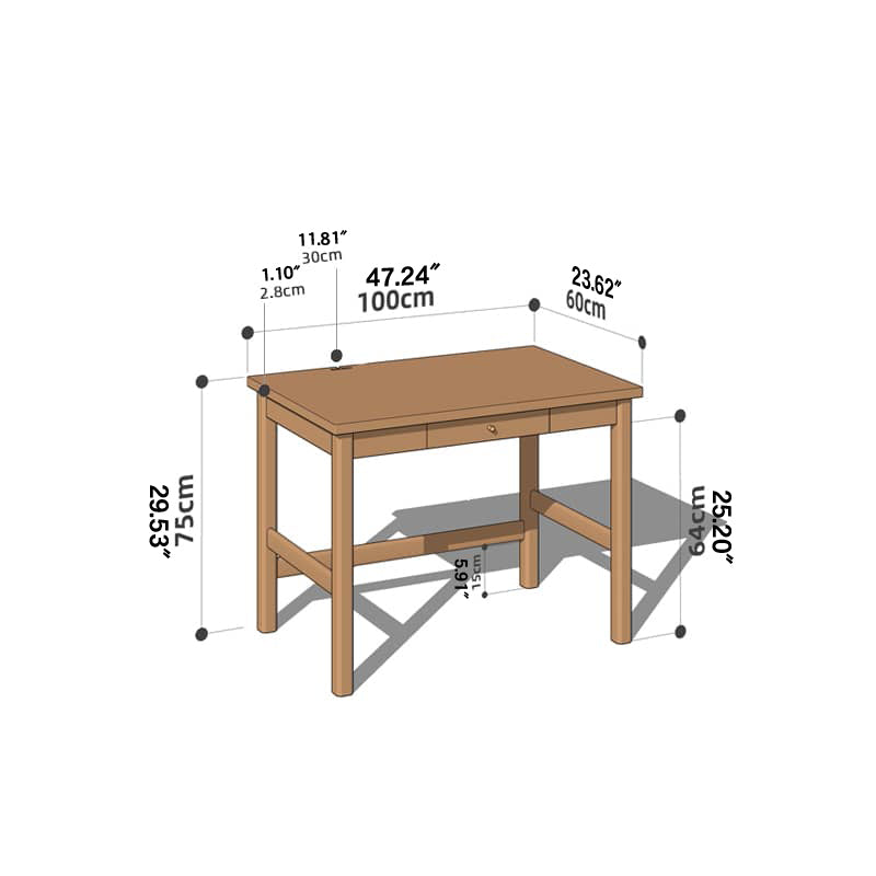 Elegant Brown Natural Wood Desk - Black Walnut & Cherry Wood Finish hykmq-753